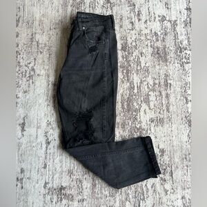 Wild fable Distressed High Waisted Light Black Washed Denim Mom Jeans size 4